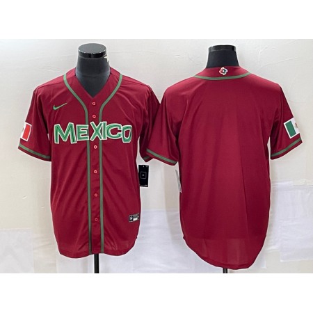 Men's Mexico Baseball Blank 2023 Red World Baseball Classic Stitched Jersey