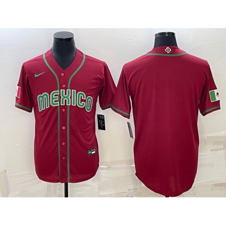 Men's Mexico Baseball Blank 2023 Red World Baseball Classic Stitched Jersey