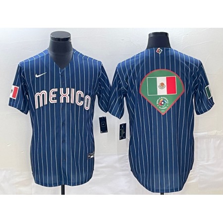 Men's Mexico Baseball Navy Team Big Logo World Baseball Classic Stitched Jersey 003
