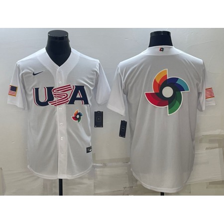 Men's USA Baseball 2023 White World Baseball Big Logo Classic Stitched Jersey