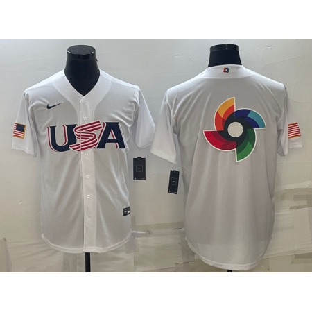 Men's USA Baseball 2023 White World Baseball Big Logo Classic Stitched Jersey