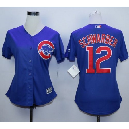 Cubs #12 Kyle Schwarber Blue Alternate Women's Stitched MLB Jersey
