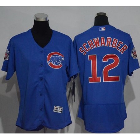 Cubs #12 Kyle Schwarber Blue Flexbase Authentic Women's Stitched MLB Jersey