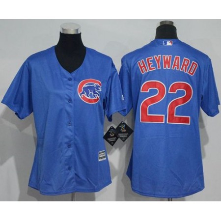 Cubs #22 Jason Heyward Blue Alternate Women's Stitched MLB Jersey