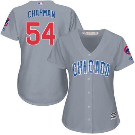 Cubs #54 Aroldis Chapman Grey Road Women's Stitched MLB Jersey