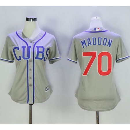Cubs #70 Joe Maddon Grey Women's Alternate Road Stitched MLB Jersey