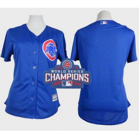Cubs Blank Blue Alternate 2016 World Series Champions Women's Stitched MLB Jersey