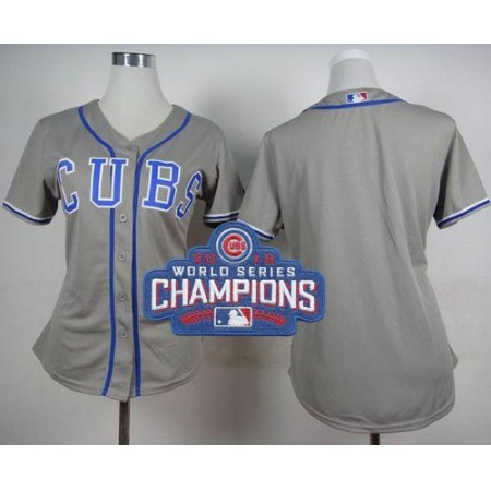 Cubs Blank Grey Alternate Road 2016 World Series Champions Women's Stitched MLB Jersey