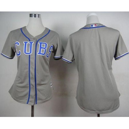 Cubs Blank Grey Alternate Road Women's Stitched MLB Jersey