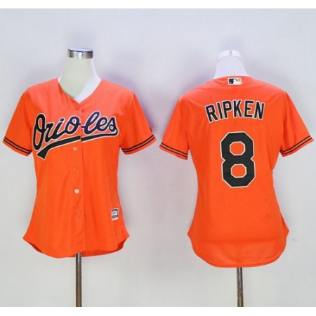 Orioles #8 Cal Ripken Orange Women's Alternate Stitched MLB Jersey