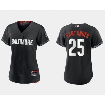 Women's Baltimore Orioles #25 Anthony Santander Black 2023 City Connect Stitched Baseball Jersey(Run Small)