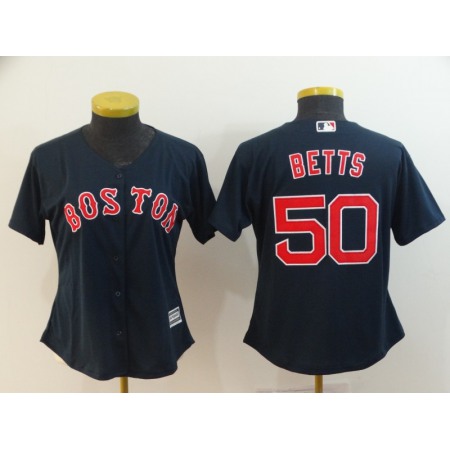 Women's Boston Red Sox #50 Mookie Betts Majestic Navy Cool Base Player Stitched MLB Jersey