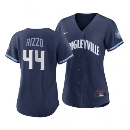 Women's Chicago Cubs #44 Anthony Rizzo 2021 Navy City Connect Stitched Jersey