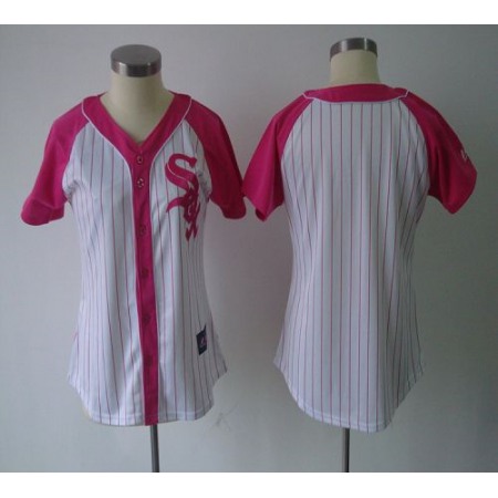 White Sox Blank White/Pink Women's Splash Fashion Stitched MLB Jersey