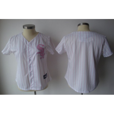 White Sox Blank White With Pink Strip Women's Fashion Stitched MLB Jersey