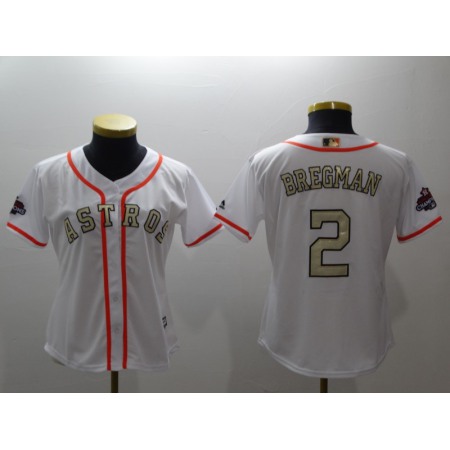 Women's Houston Astros #2 Alex Bregman Majestic White 2018 Gold Program Cool Base Player Stitched MLB Jersey