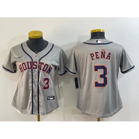 Women's Houston Astros #3 Jeremy Pena Gray Cool Base Stitched Baseball Jersey(Run Small)
