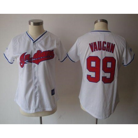 indians #99 Ricky Vaughn White Women's Fashion Stitched MLB Jersey