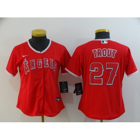 Women's Los Angeles Angels #27 Mike Trout Red Cool Base Stitched MLB Jersey
