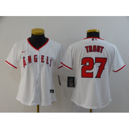 Women's Los Angeles Angels #27 Mike Trout White Cool Base Stitched MLB Jersey