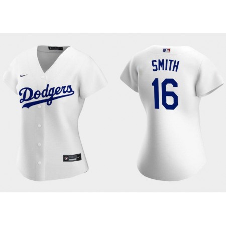Women's Los Angeles Dodgers #16 Will Smith White Stitched Jersey(Run Small)