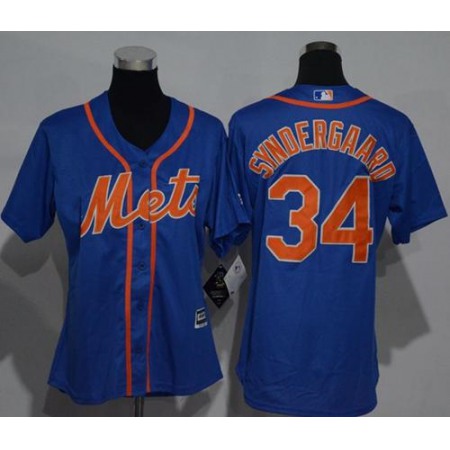 Mets #34 Noah Syndergaard Blue Alternate Women's Stitched MLB Jersey