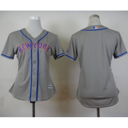 Mets Blank Grey Road Women's Stitched MLB Jersey