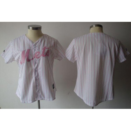 Mets Blank White Pink Strip Women's Fashion Stitched MLB Jersey