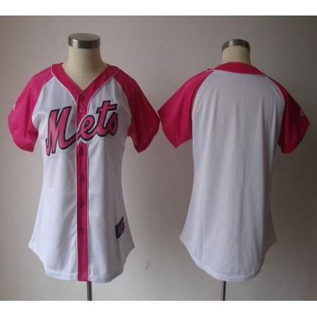 Mets Blank White/Pink Women's Splash Fashion Stitched MLB Jersey