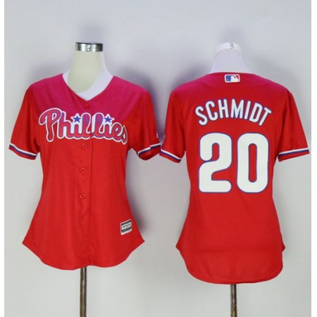 Phillies #20 Mike Schmidt Red Women's Alternate Stitched MLB Jersey