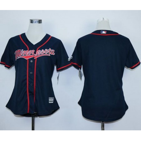 Twins Blank Navy Blue Alternate Road Women's Stitched MLB Jersey
