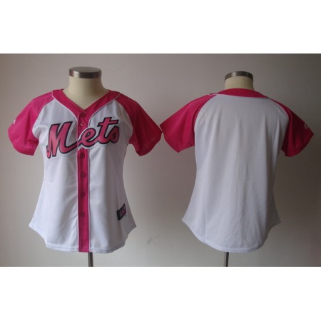 Women's New York Mets Blank White Splash Fashion Stitched MLB Jersey
