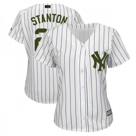Women's New York Yankees #27 Giancarlo Stanton White 2018 Memorial Day Cool Base Stitched MLB Jersey