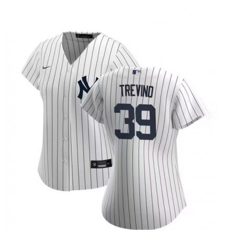 Women's New York Yankees #39 Jose Trevino White Cool Base Stitched Jersey(Run Small)