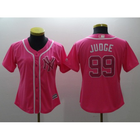 Women's New York Yankees #99 Aaron Judge Pink Cool Base Stitched MLB Jersey
