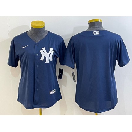 Women's New York Yankees Blank Navy Stitched Baseball Jersey(Run Small)