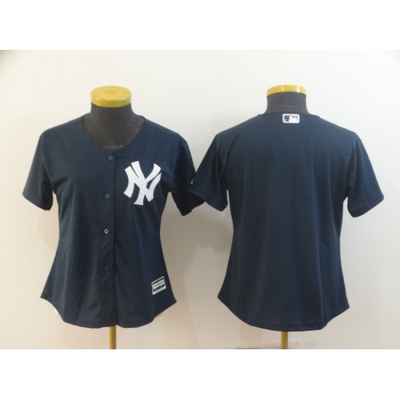 Women's New York Yankees Navy Blank Cool Base Stitched MLB Jersey(Run Small)