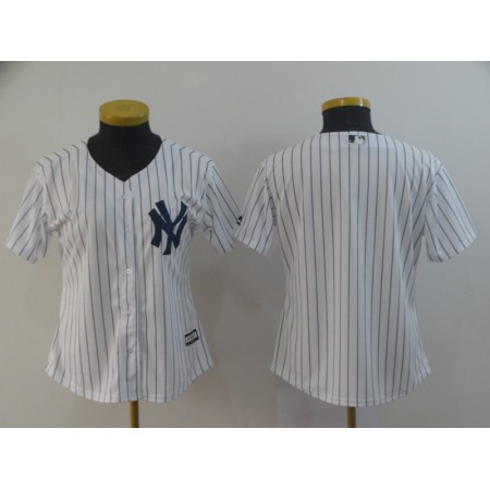 Women's New York Yankees White Cool Base Stitched MLB Jersey(Run Small)