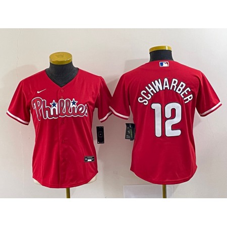 Women's Philadelphia Phillies #12 Kyle Schwarber Red Stitched Baseball Jersey(Run Small)