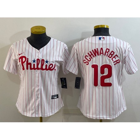 Women's Philadelphia Phillies #12 Kyle Schwarber White Stitched Baseball Jersey(Run Small)