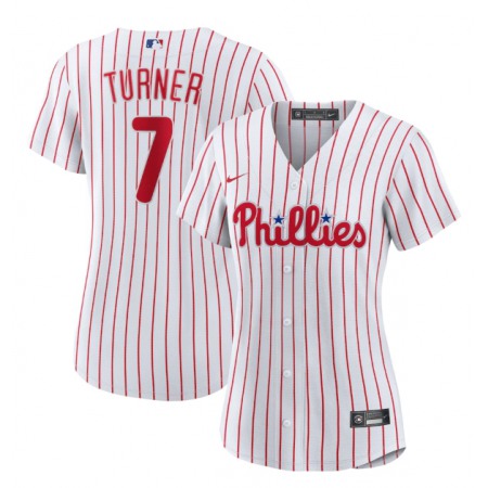Women's Philadelphia Phillies #7 Trea Turner White Stitched Baseball Jersey(Run Small)