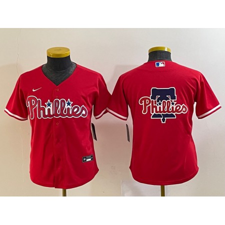 Women's Philadelphia Phillies Red Team Big Logo Cool Base Stitched Baseball Jersey(Run Small)