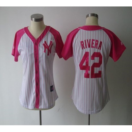 Yankees #42 Mariano Rivera White/Pink Women's Splash Fashion Stitched MLB Jersey