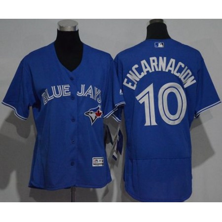 Blue Jays #10 Edwin Encarnacion Blue Flexbase Authentic Women's Stitched MLB Jersey