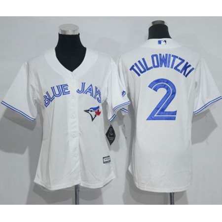 Blue Jays #2 Troy Tulowitzki White Women's Home Stitched MLB Jersey