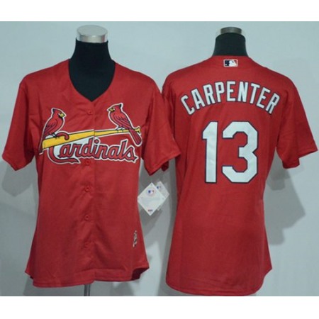 Cardinals #13 Matt Carpenter Red Women's Alternate Stitched MLB Jersey