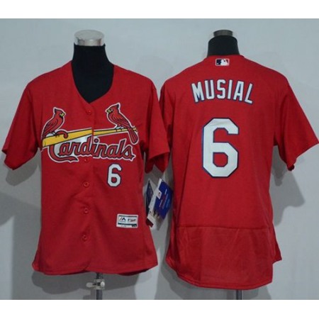 Cardinals #6 Stan Musial Red Flexbase Authentic Women's Stitched MLB Jersey