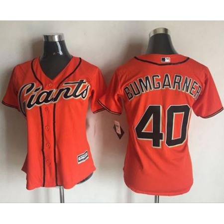 Giants #40 Madison Bumgarner Orange Women's Alternate Stitched MLB Jersey