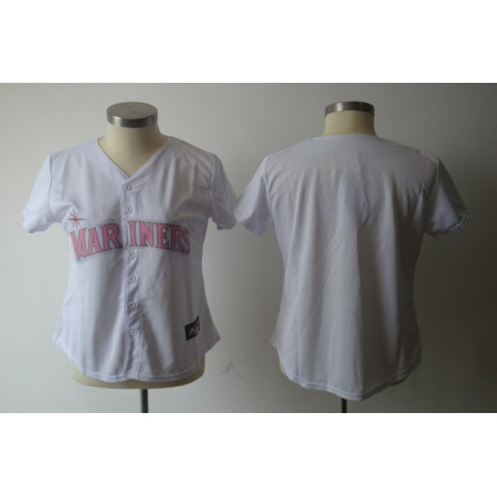 Mariners Blank White With Pink No. Women's Fashion Stitched MLB Jersey