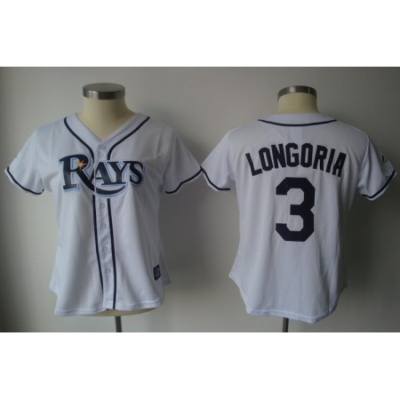 Rays #3 Evan Longoria White Women's Fashion Stitched MLB Jersey